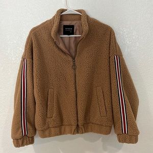 Cotton On Teddy Zip Up Jacket- Brown - New- Size S/P